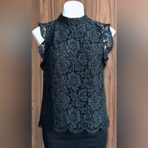 Banana Republic Lace Scallop Hem Ruffle Sleeve Blouse